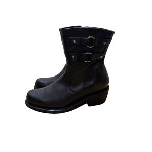 Harley Davidson Boots Womens 7 Black Leather PIPER 9" Double Harness D84256 Zip
